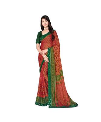 Pisara Rust Chiffon Printed Saree 1
