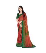 Pisara Rust Chiffon Printed Saree
