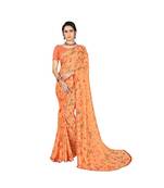 Pisara  Orange Chiffon Siroski work lace border  Saree