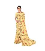 Pisara  Yellow Chiffon Siroski work lace border  Saree