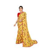 Pisara  Mustard Chiffon Siroski work lace border  Saree