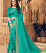 Teal Blue VICHITRA SILK Designer Saree