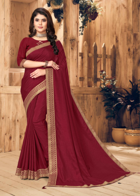 Maroon VICHITRA SILK Designer Saree 1