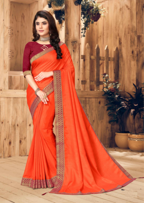 Orange VICHITRA SILK Designer Saree 1