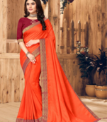Orange VICHITRA SILK Designer Saree