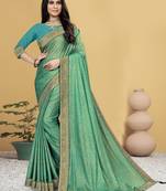 Turquoise Green IMPORTED FABRIC Designer Saree