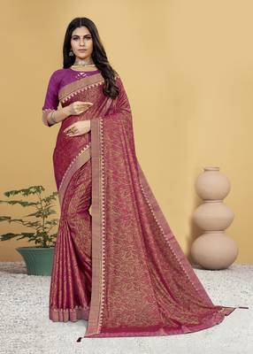 Purple IMPORTED FABRIC Designer Saree 1