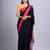 Black hand woven silk cotton saree with blouse