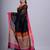 Black hand woven silk cotton saree with blouse