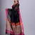 Black hand woven silk cotton saree with blouse