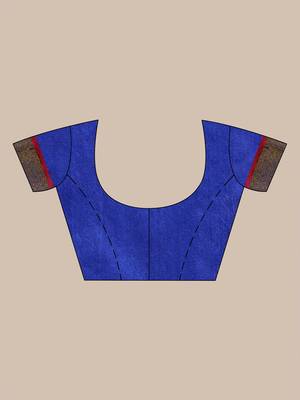 Blue hand woven matka silk saree with blouse 5