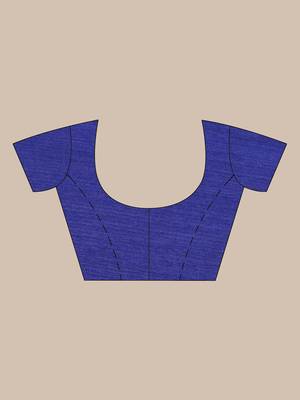 Blue hand woven matka silk saree with blouse 5
