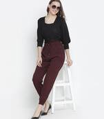 Wanner solid wine elsaticated women pant