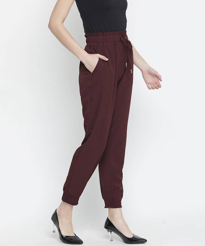 Wanner solid wine elsaticated women pant