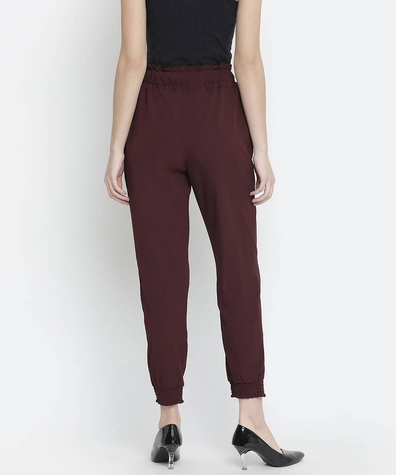 Wanner solid wine elsaticated women pant