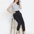 Black solid elsaticated women Tie-knot pant