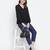 Navy Solid Women tie knot elasticated pant