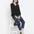 Navy Solid Women tie knot elasticated pant