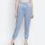 Outraging solid blue satin women elasticated pant