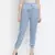 Outraging solid blue satin women elasticated pant