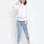 Outraging solid blue satin women elasticated pant