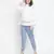 Outraging solid blue satin women elasticated pant