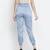 Outraging solid blue satin women elasticated pant