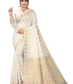 White woven cotton saree with blouse