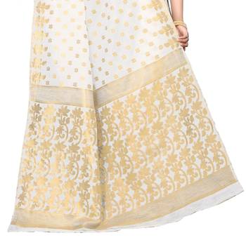 White woven cotton saree with blouse 4