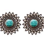 Turquoise onyx Oversized Fashionable Oxidised studs Earrings