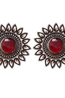 Maroon onyx Oversized Fashionable Oxidised studs Earrings