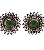 Green onyx Oversized Fashionable Oxidised studs Earrings