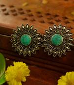 Turquoise onyx Oversized Fashionable Oxidised studs Earrings