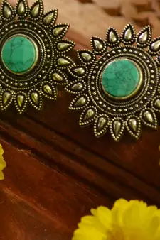Turquoise onyx Oversized Fashionable Oxidised studs Earrings