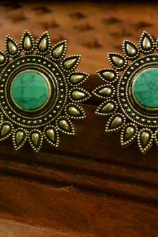 Pink onyx Oversized Fashionable Oxidised studs Earrings