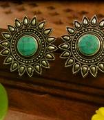 Pink onyx Oversized Fashionable Oxidised studs Earrings