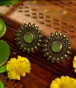 Silver onyx Oversized Fashionable Oxidised studs Earrings