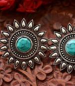 Turquoise onyx Oversized Fashionable Oxidised studs Earrings