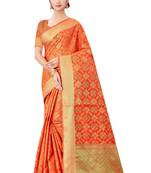 Orange Woven Art Silk
 Saree With Blouse