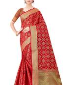 Red Woven Art Silk
 Saree With Blouse
