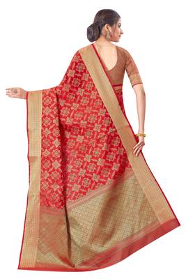 Red Woven Art Silk
 Saree With Blouse 2