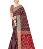 Black Woven Art Silk
 Saree With Blouse