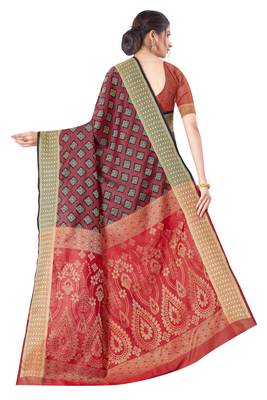 Black Woven Art Silk
 Saree With Blouse 2