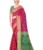 Red Woven Art Silk
 Saree With Blouse