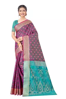 Wine Woven Art Silk
 Saree With Blouse