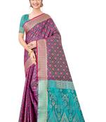 Wine Woven Art Silk
 Saree With Blouse