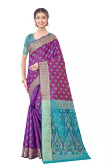 Purple Woven Art Silk
 Saree With Blouse
