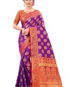 Purple Woven Art Silk
 Saree With Blouse