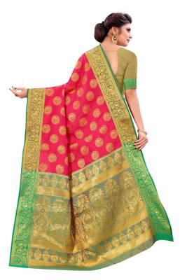 Red Woven Art Silk
 Saree With Blouse 2