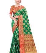 Green Woven Art Silk
 Saree With Blouse